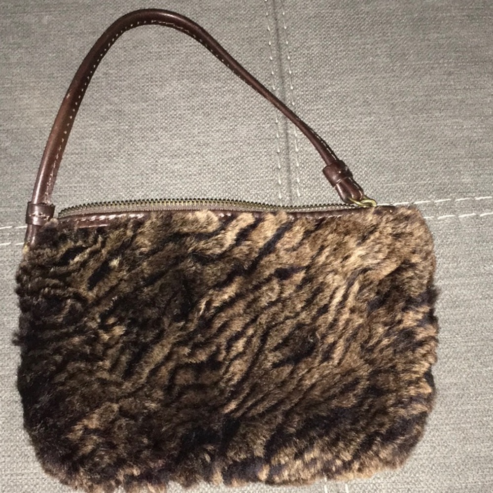 Patricia Nash leather fur wristlet